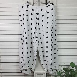 Banana Blue Polka Dot‎ 100% linen pants. Size S